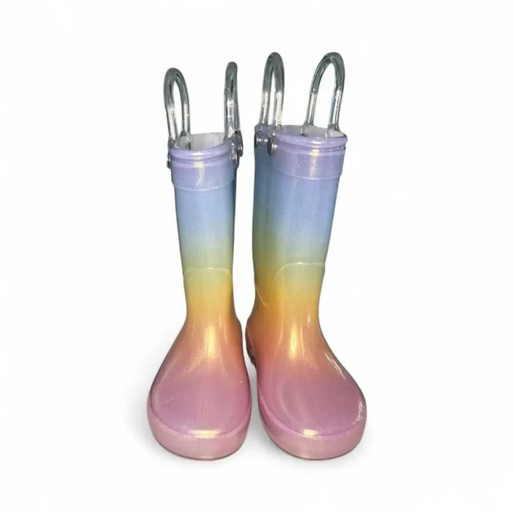 Cat & Jack Kids Rainbow Iridescent Rain Boots - Size 5
